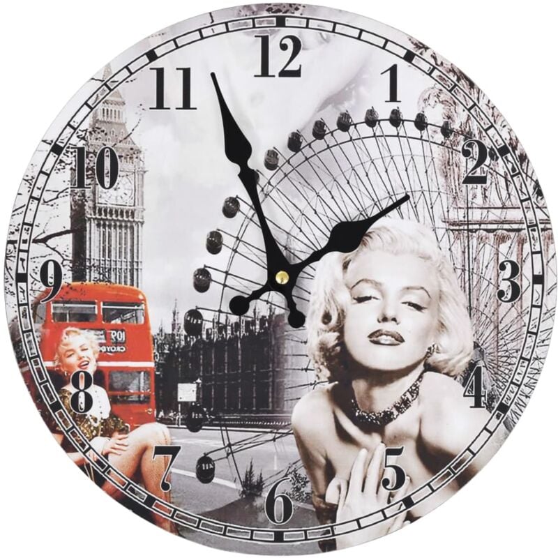 Reloj de pared vintage Marilyn Monroe 30 cm Vidaxl Multicolor