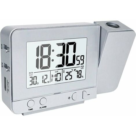 Hama, Reloj digital con radio, (radio despertador digital, iluminación  LED, función reloj, fecha, temperatura y humedad, función alarma) Blanco