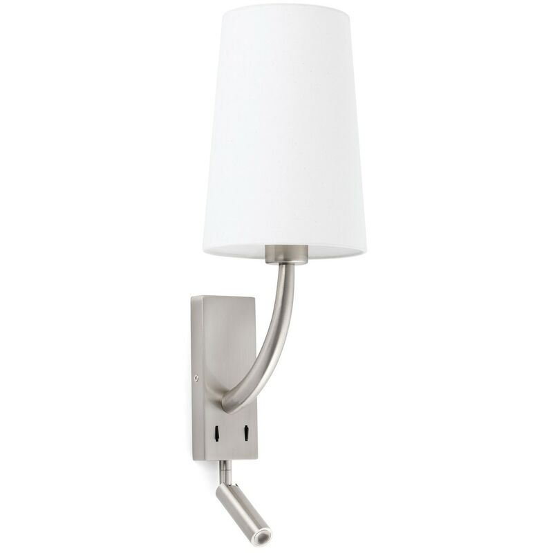 

REM Aplique de pared níquel mate/blanca con lector LED - NIQUEL MATE