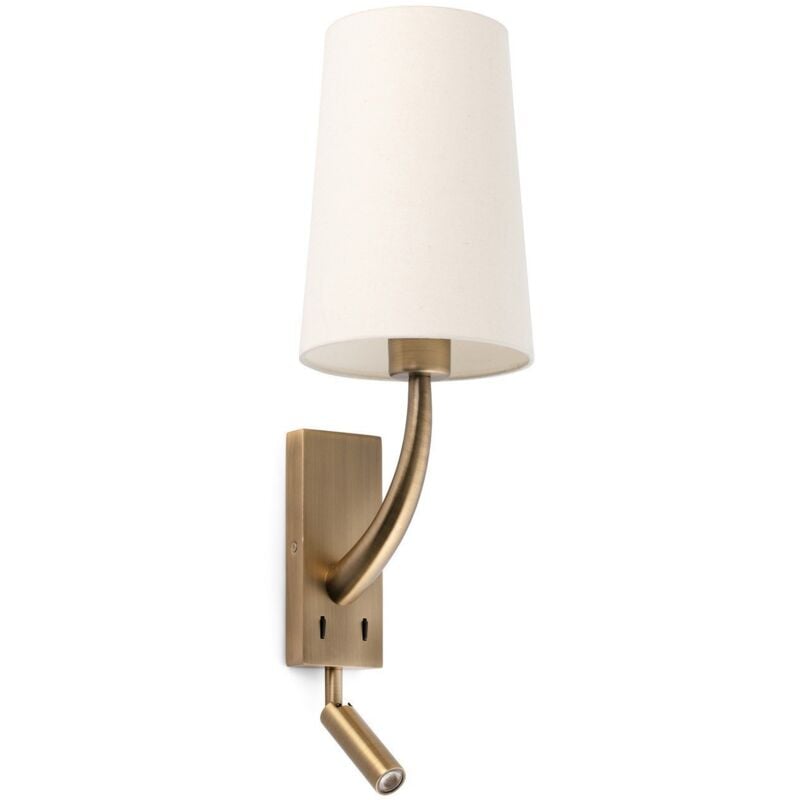 

Faro Barcelona - REM Aplique de pared oro viejo mate/beige con lector LED - ORO VIEJO