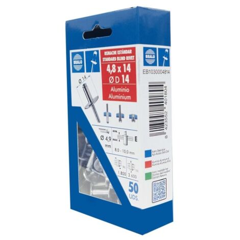 Remache c14 cabeza alomada Ø 4,8 x 14 mm bralo 50 uds