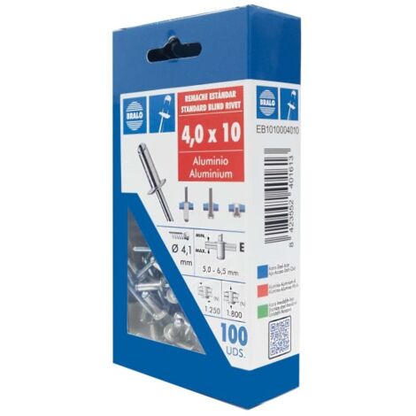 Remache cabeza alomada Ø 4,0 x 10 mm bralo 100 uds