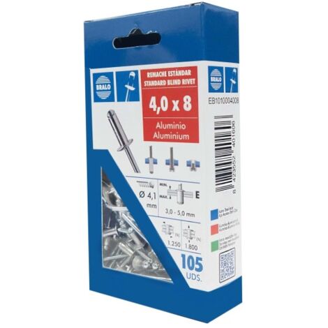 Remache cabeza alomada Ø 4,0 x 8 mm bralo 115 uds