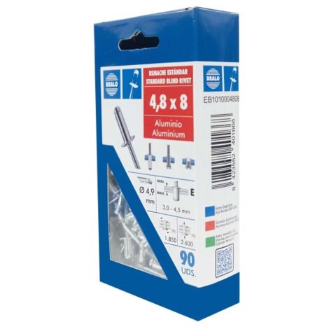 Remache cabeza alomada Ø 4,8 x 8 mm bralo 90 uds