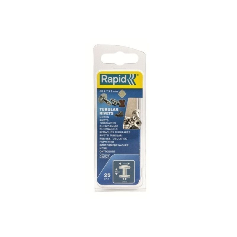 

Remache Fijacion Textil-Cuero 3X7X9Mm Tubular Rapid 25 Pz