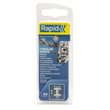 Remache fij textil-cuero 3x9x13mm tubular rapid 25 pz
