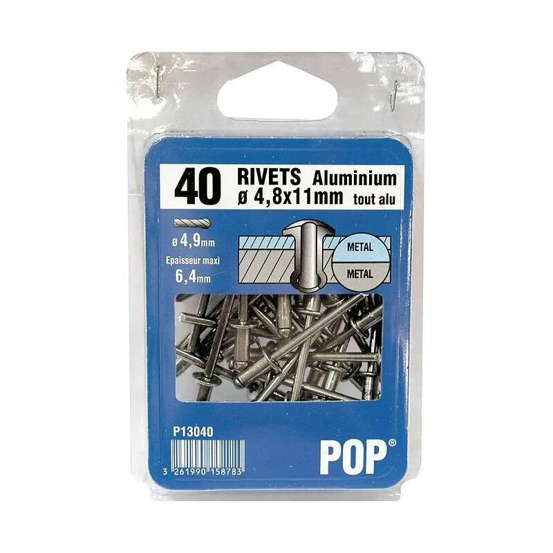 

Remache de aluminio POP, brida ancha, diámetro 4,8x11mm, 40 piezas