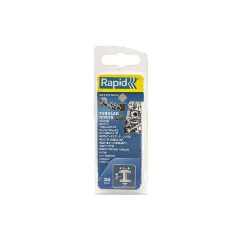 

Remache Fijacion Textil-Cuero 3X9X13Mm Tubular 25 Pz - Rapid