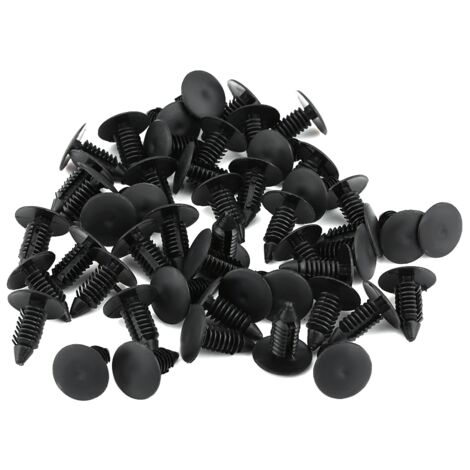 Remaches de plástico para parachoques de coche - Clips de fijación - 50 piezas, color negro
