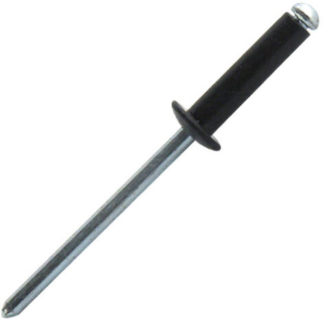 Remaches estándar negros de cabeza plana de aluminio/acero ABD Ø4x12mm - Caja de 250