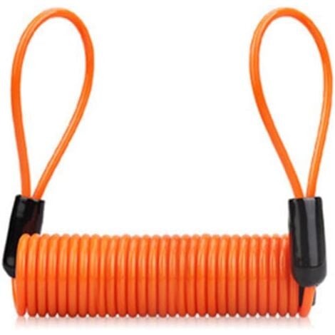 Reminder Cable Lock 130cm Motorcycle Bicycle Security Disc Brake Lock Anti-Theft Security Spring Reminder Bicycle Spring (Orange)