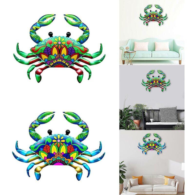 Xinuy - Remise 2 pièces décor de jardin crabe en métal de décoration murale pour décoration de jardin nautique suspendu Art Statues d'animaux et