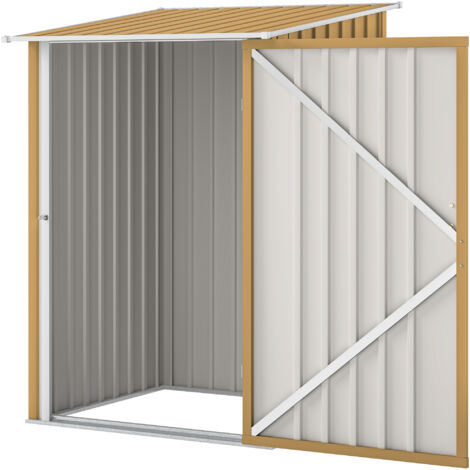 Remise à outils de jardin en acier galvanisé avec porte battante, 100x104x160 cm, jaune