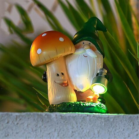 Décoration solaire de jardin de décoration agaric mouche pour nain de  jardin avec lanterne solaire, 1x champignon et 1x nain de jardin, 1x  batterie LED, lot de 2