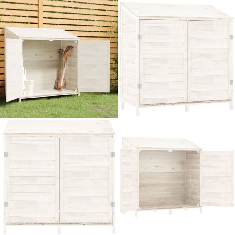 Remise de jardin Blanc 102x52x112 cm Bois de sapin solide - Abris De Jardin - Remise De Jardin - Abri De Jardin Bois - Cabane De Jardin - Stockage