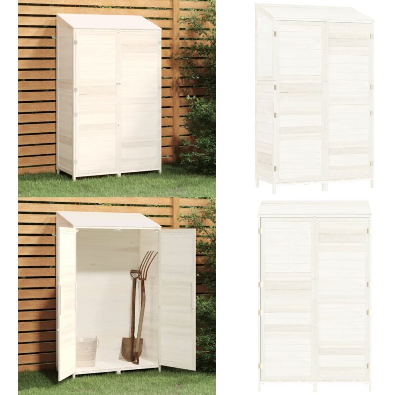 Remise de jardin Blanc 102x52x174,5 cm Bois de sapin solide - Abris De Jardin - Remise De Jardin - Abri De Jardin Bois - Cabane De Jardin - Stockage