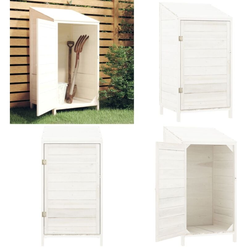 Remise de jardin Blanc 55x52x112 cm Bois de sapin solide - Abris De Jardin - Remise De Jardin - Abri De Jardin Bois - Cabane De Jardin - Stockage