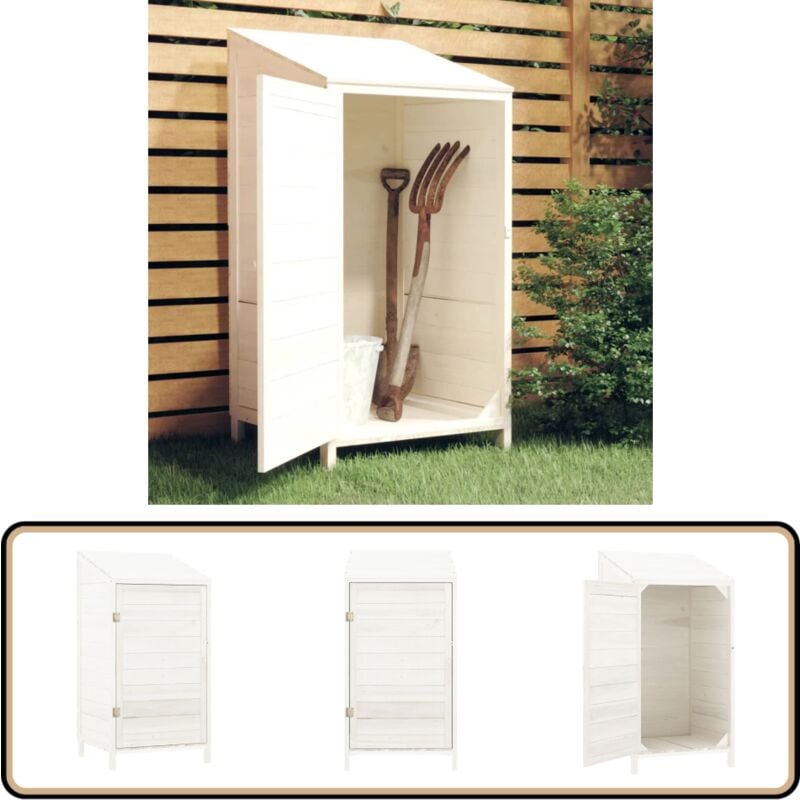 Remise de jardin Blanc 55x52x112 cm Bois de sapin solide - Abris De Jardin - Remise De Jardin - Abri De Jardin Bois - Cabane De Jardin - Stockage