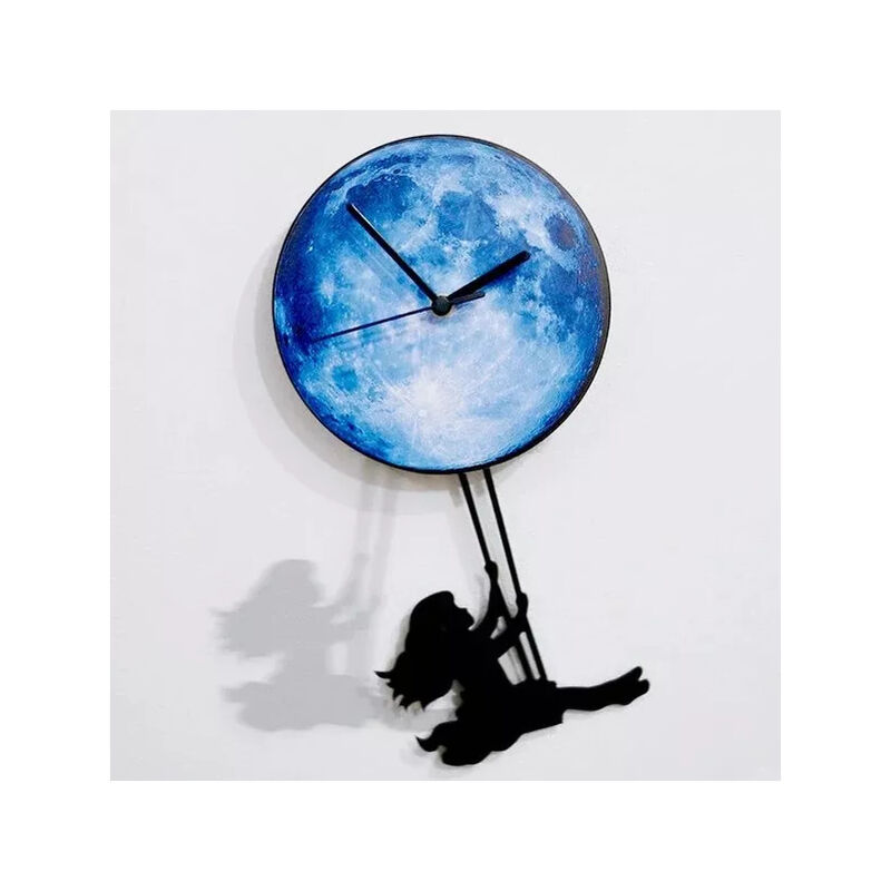 Remise Halloween Angel Swing on the Moon - Horloge murale à pendule