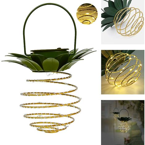 Remise lumière solaire 60 led lanterne suspendue ananas pour décor de fête de balcon d'arbres
