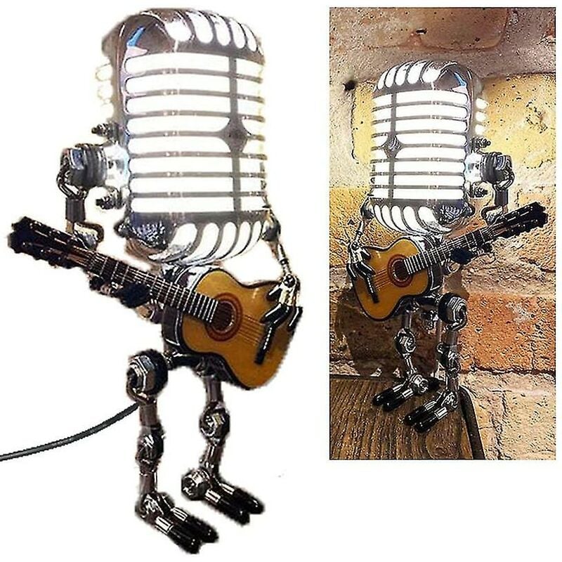 Remise Vintage Microphone Robot Lampe Veilleuse Chambre Bar Décoration De Bureau