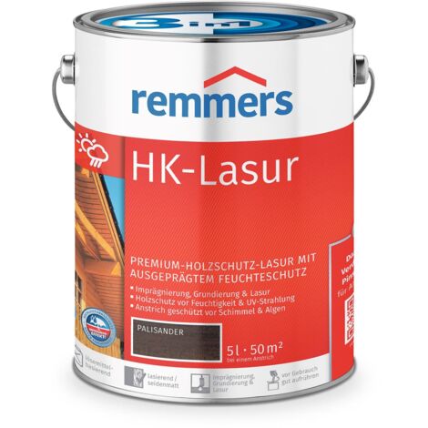 Remmers HK-Lasur 3in1 palisander, 5 Liter, Holzlasur aussen, 3facher Holzschutz mit Imprägnierung + Grundierung + Lasur, Feuchtigkeit- und UV-Schutz