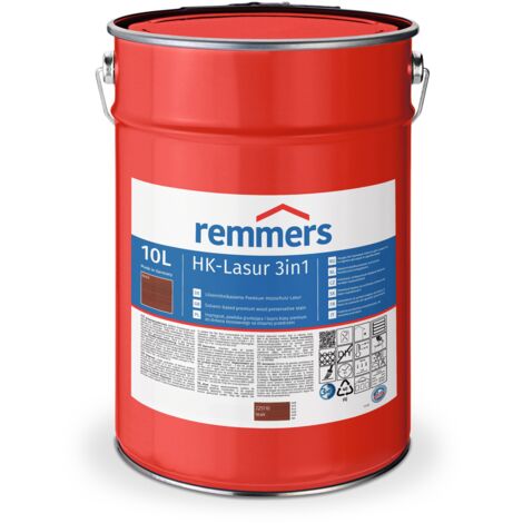 Remmers HK-Lasur 3in1 teak, 10 Liter, Holzlasur aussen, 3facher Holzschutz mit Imprägnierung + Grundierung + Lasur, Feuchtigkeit- und UV-Schutz