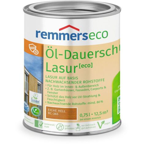 Remmers Öl-Dauerschutz-Lasur [eco] eiche hell, 0,75 Liter, Öko Holzlasur für innen und außen, ökologisch, nachhaltig, vegan, bienenverträglich