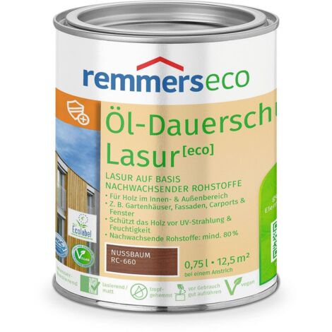 Remmers Öl-Dauerschutz-Lasur [eco] nussbaum, 0,75 Liter, Öko Holzlasur für innen und außen, ökologisch, nachhaltig, vegan, bienenverträglich