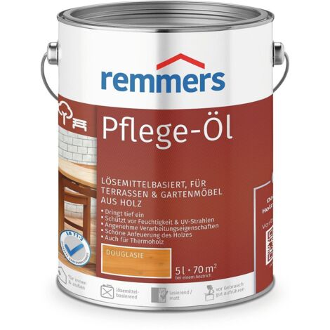 Remmers Pflege-Öl douglasie, 5 Liter, Holzöl für Holz innen und außen, wasserabweisend, wetterfest, für Gartenmöbel und Holzterrassen geeignet