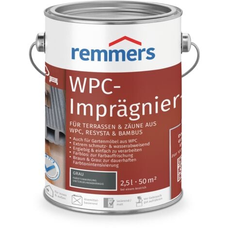 REMMERS GMBH grau, 2,5 Liter, WPC Öl für innen und außen, für Terrassen, Zäune oder Gartenmöbel aus WPC, Resysta und Bambus geeignet