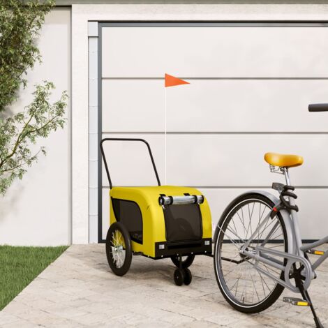 Remolque bicicleta mascotas hierro tela Oxford amarillo negro