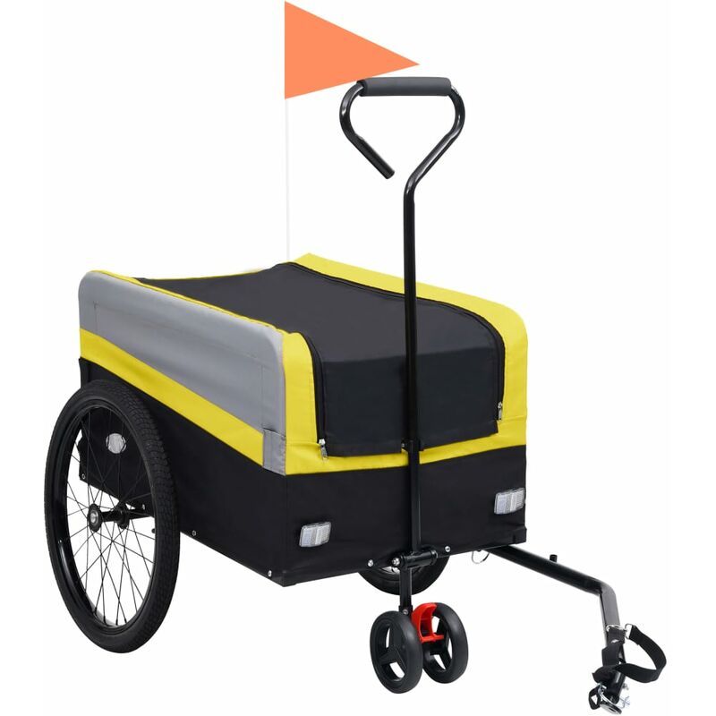 

Remolque y carrito de bicicleta XXL 2 en 1 amarillo gris negro - Amarillo - Vidaxl