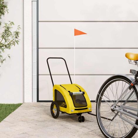 Remolque de bicicleta mascotas hierro tela Oxford amarillo