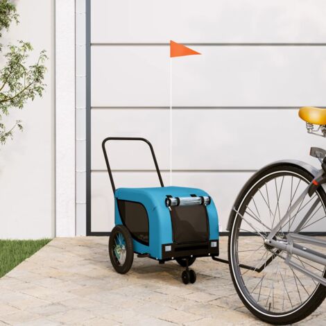 Remolque de bicicleta mascotas hierro tela Oxford azul negro