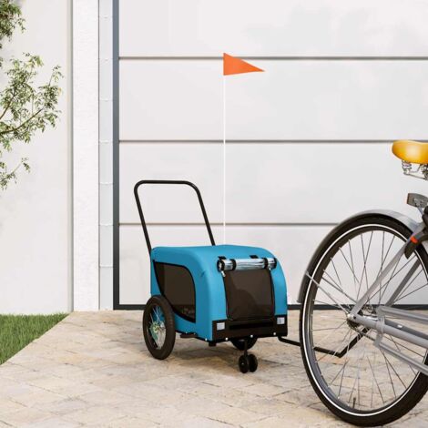 Remolque de bicicleta mascotas hierro tela Oxford azul negro