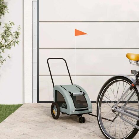 Remolque de bicicleta mascotas hierro tela Oxford gris