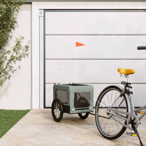 Remolque de bicicleta mascotas hierro tela Oxford gris negro