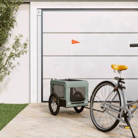 Remolque de bicicleta mascotas hierro tela Oxford gris negro