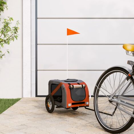 Remolque de bicicleta mascotas hierro tela Oxford naranja gris