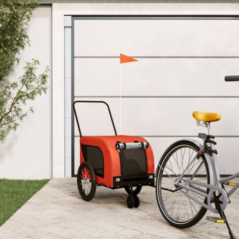 Remolque de bicicleta mascotas hierro tela Oxford naranja negro