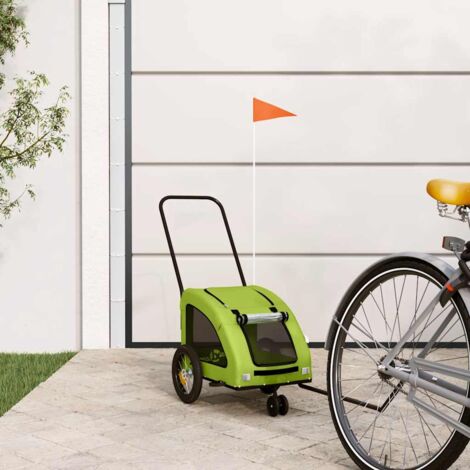 Remolque de bicicleta mascotas hierro tela Oxford verde