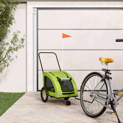 Remolque de bicicleta mascotas hierro tela Oxford verde