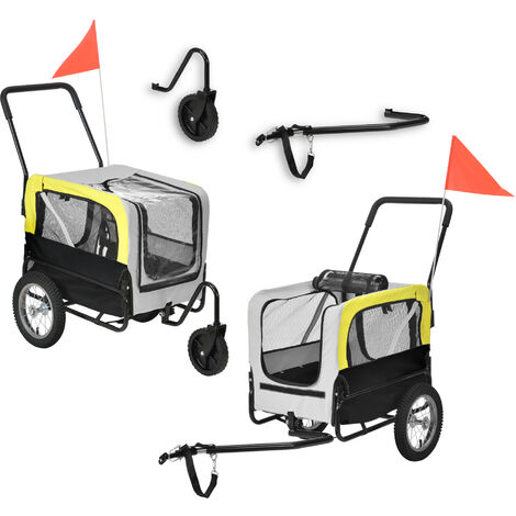 Remolque de bicicleta para Mascotas 143 x 67 x 96 cm hasta 20 kg Amarillo Gris Negro [pro.tec]®