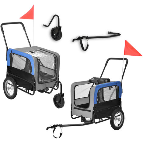 Remolque de bicicleta para Mascotas 143 x 67 x 96 cm hasta 20 kg Azul Gris Negro [pro.tec]