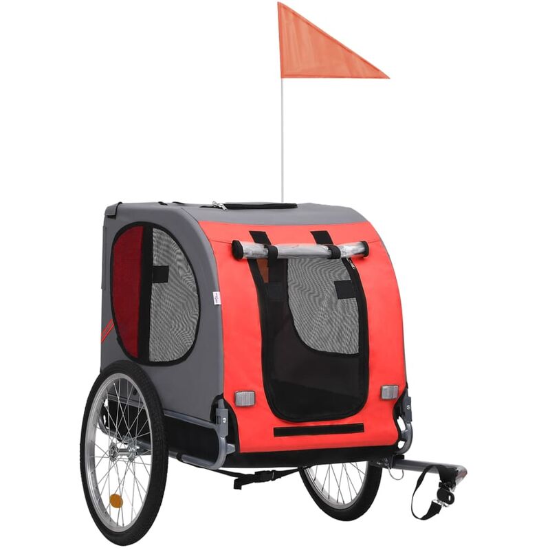 

vidaXL Remolque de bicicleta para perros rojo y negro - Negro