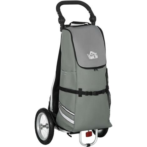 Remolque De Carga Y Carro De Compra 2 En 1 Para Remolques De Bicicleta, Con Abrazaderas De Conexión, 24,3Kg, 55L, Aluminio+Oxford, Gris+Plata, 53X43X110Cm