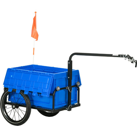 Remolque para bicicleta de carga con caja de almacenamiento plegable mango ajustable y reflectores seguros carga 40 kg capacidad 65 L