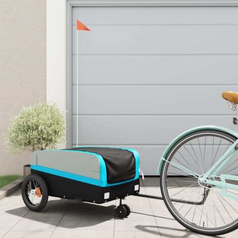 Remolque para bicicleta hierro negro y azul 30 kg