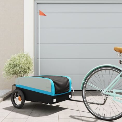 Remolque para bicicleta hierro negro y azul 30 kg